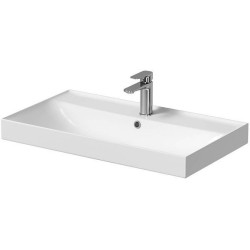 Stylowa szafka LARGA 80 z niebieską umywalką i czarnym uchwytem - nowoczesny design!