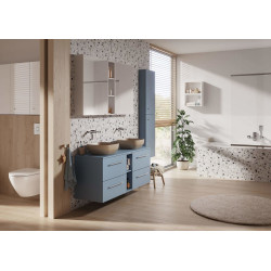 Elegancka Szafka Niebieska z Umywalką LARGA 80 z Chromowanym Uchwytrem