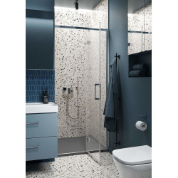 Elegancka Szafka Niebieska z Umywalką LARGA 80 z Chromowanym Uchwytrem