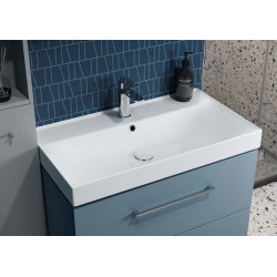 Elegancka Szafka Niebieska z Umywalką LARGA 80 z Chromowanym Uchwytrem