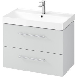 Szafka łazienkowa LARGA 80 z chromowanymi uchwytami i umywalką, nowoczesna elegancja