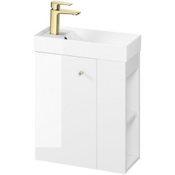 Stylowa Szafka z Umywalką LARGA Biała 50x22 z Złotą Gałką – Elegancja i Funkcjonalność