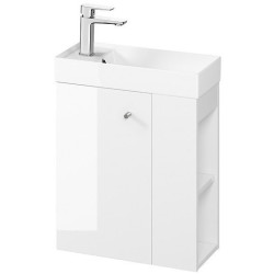 Szafka z umywalką LARGA 50x22 - Elegancja bieli z chromowaną gałką!