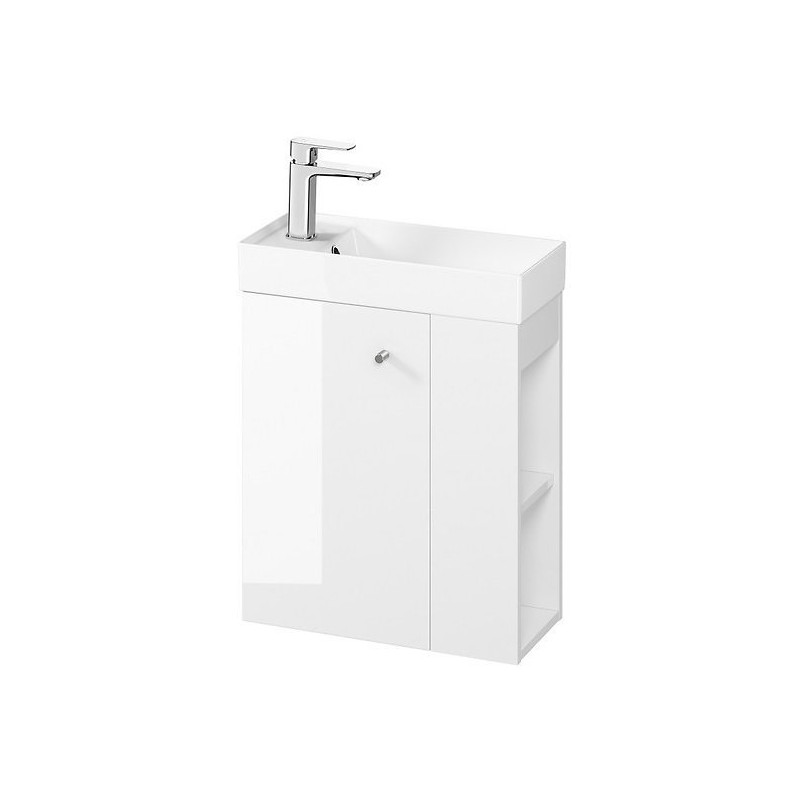 Szafka z umywalką LARGA 50x22 - Elegancja bieli z chromowaną gałką!