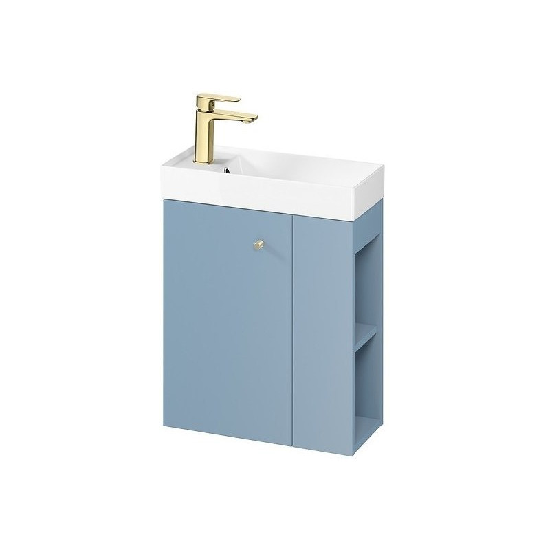 Elegancka Szafka z Umywalką LARGA 50x22 w Błękicie ze Złotymi Gałkami