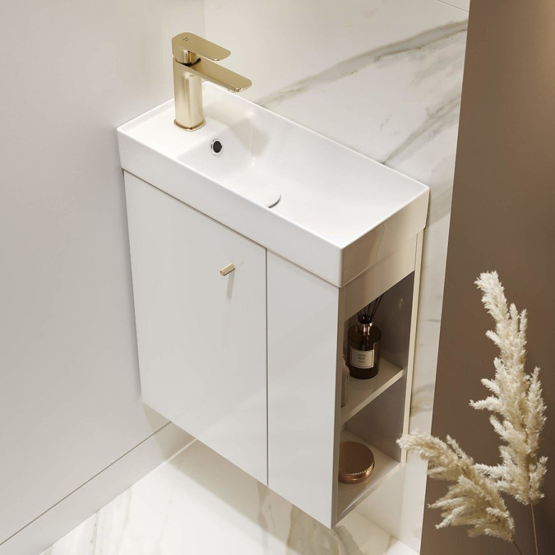 Elegancka Szafka z Umywalką LARGA 50x22 w Błękicie ze Złotymi Gałkami