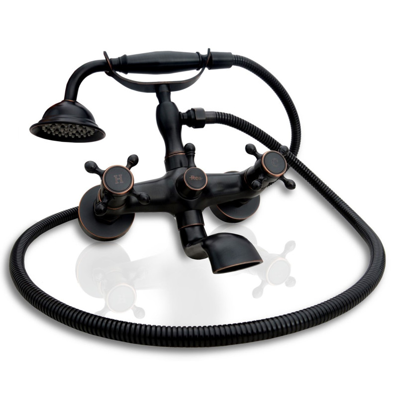 Stylowa Bateria Wannowa Retro Czarna Przecierana - Elegancja i Klasa w Twojej Łazience