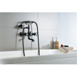 Stylowa Bateria Wannowa Retro Czarna Przecierana - Elegancja i Klasa w Twojej Łazience