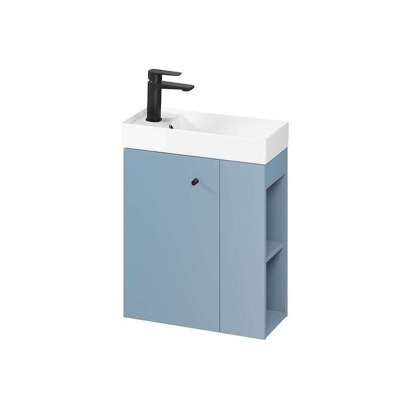 Elegancka Szafka Niebieska z Czarną Gałką i Umywalką LARGA 50x22