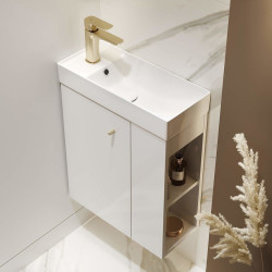 Elegancka szafka z umywalką LARGA 50x22 z złotą gałką – nowoczesny design