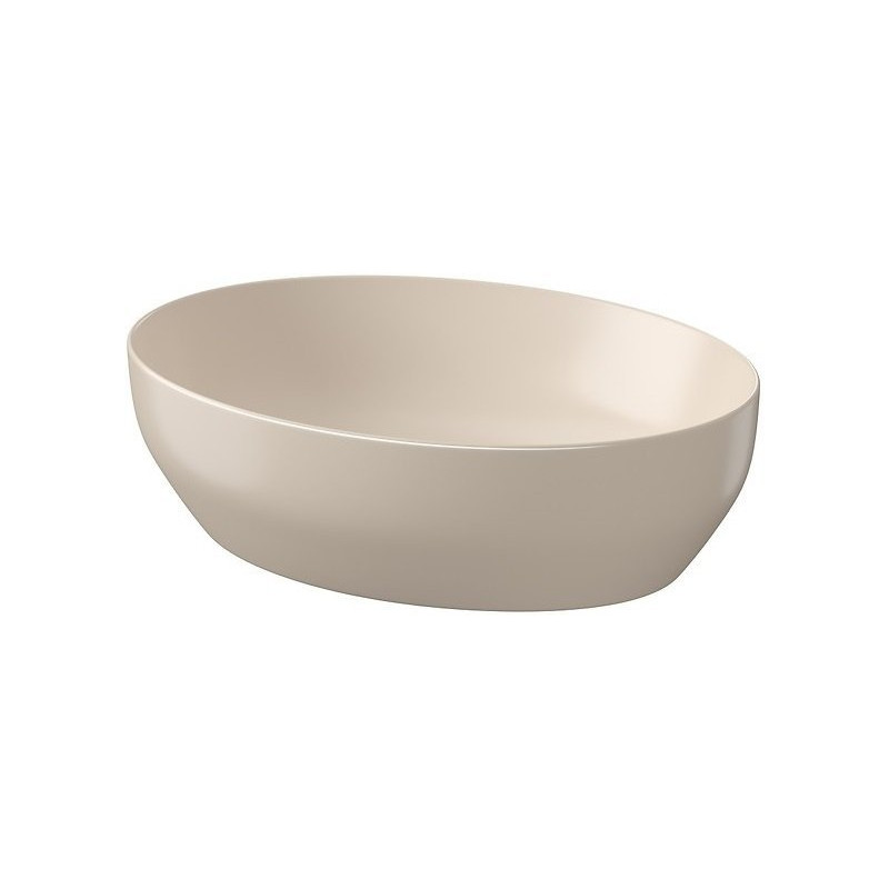 Elegancka Umywalka Nablatowa Larga Elipsa 50x38 cm Beżowy Mat - Styl i Funkcjonalność