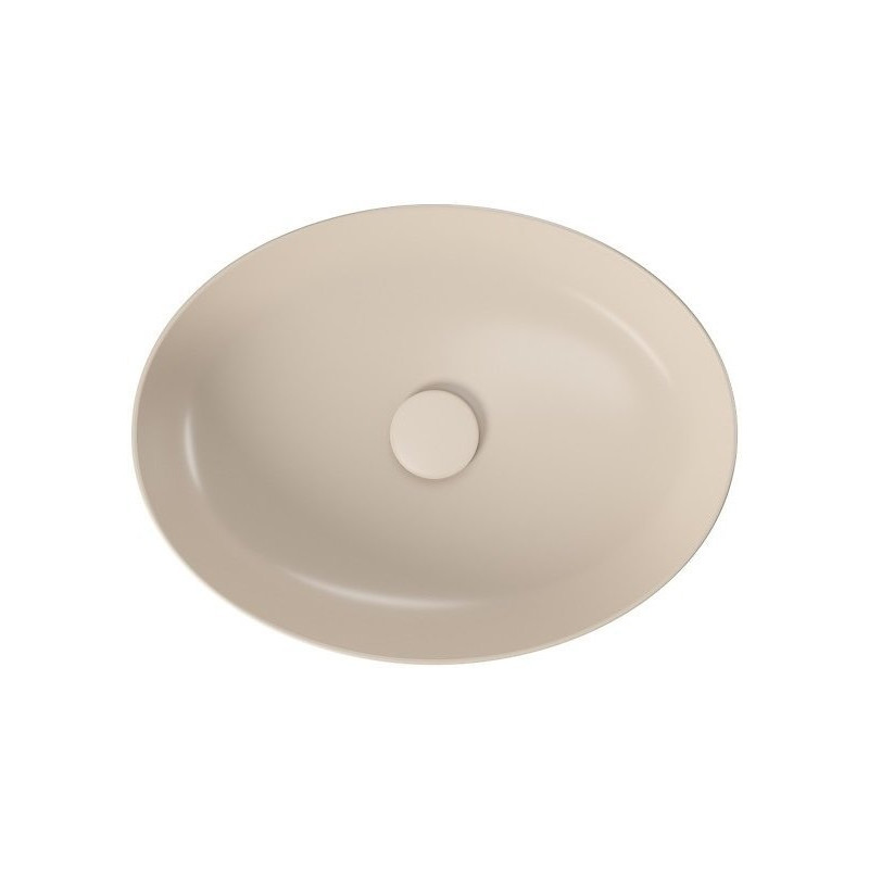 Elegancka Umywalka Nablatowa Larga Elipsa 50x38 cm Beżowy Mat - Styl i Funkcjonalność