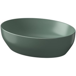 Elegancka Umywalka Nablatowa Larga Elipsa 50x38 cm w Zielonym Macie