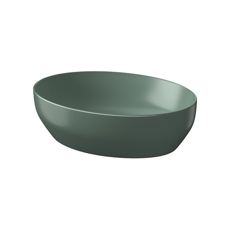 Elegancka Umywalka Nablatowa Larga Elipsa 50x38 cm w Zielonym Macie