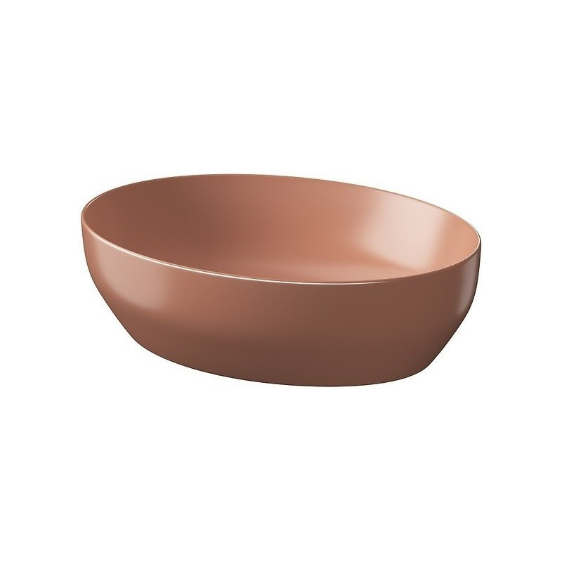 Elegancka umywalka nablatowa Larga Elipsa 50x38 cm w ceglastym macie