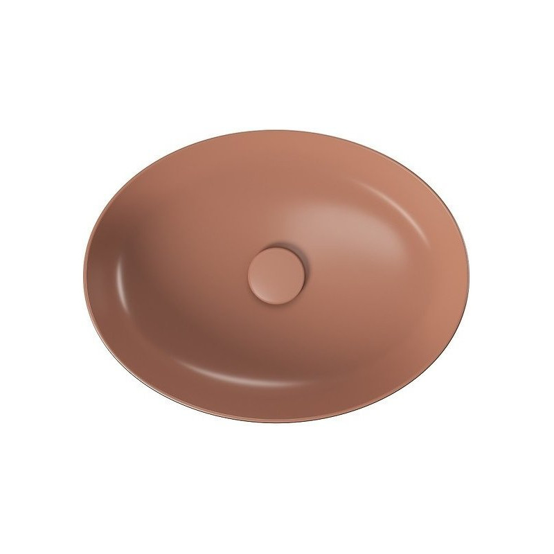 Elegancka umywalka nablatowa Larga Elipsa 50x38 cm w ceglastym macie