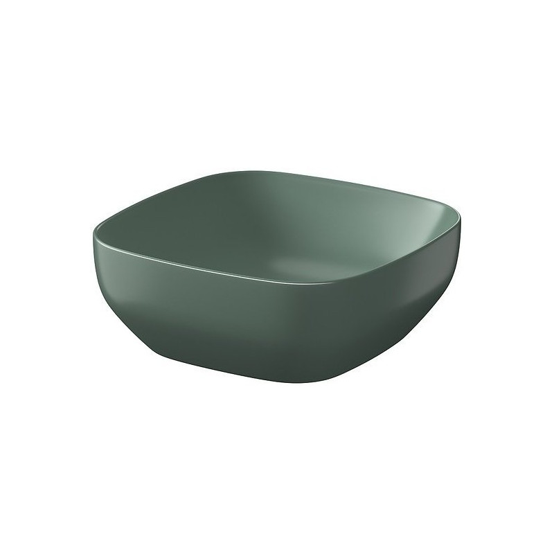 Stylowa umywalka Larga 38x38 cm, kwadratowa, zielony mat – idealna do nowoczesnej łazienki!