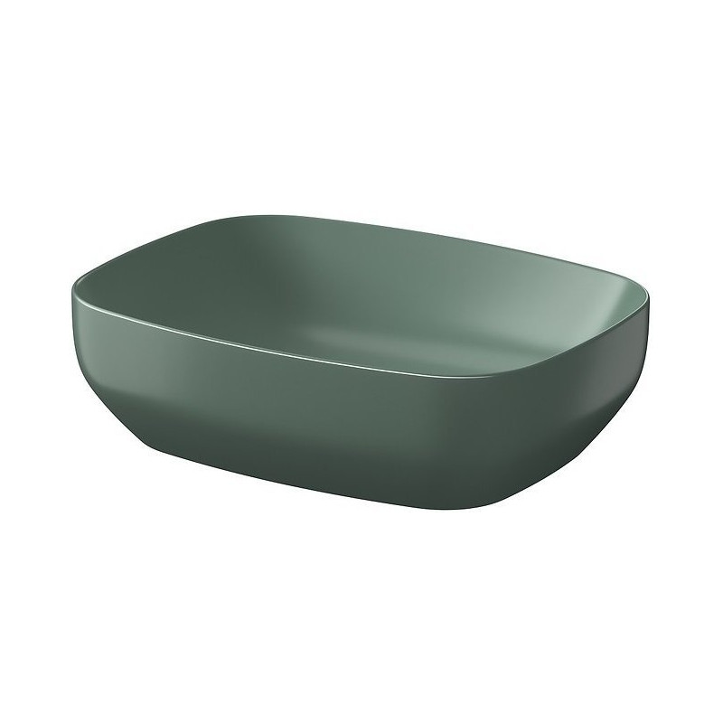 Zielona Elegancja: Prostokątna Umywalka Nablatowa Larga 50x38 cm, Matowa