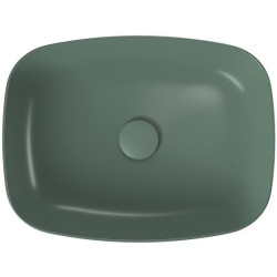 Zielona Elegancja: Prostokątna Umywalka Nablatowa Larga 50x38 cm, Matowa