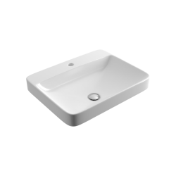 Holmi 59 umywalka nablatowa/wpuszczana 59x47 cm prostokątna z otworem na baterię, biały połysk