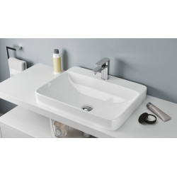 Holmi 59 umywalka nablatowa/wpuszczana 59x47 cm prostokątna z otworem na baterię, biały połysk