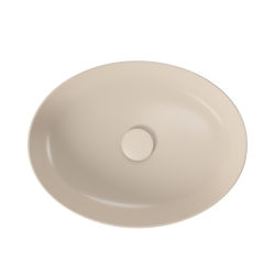 Stylowa umywalka nablatowa Larga 50x38 cm − beżowy mat z korkiem gratis!