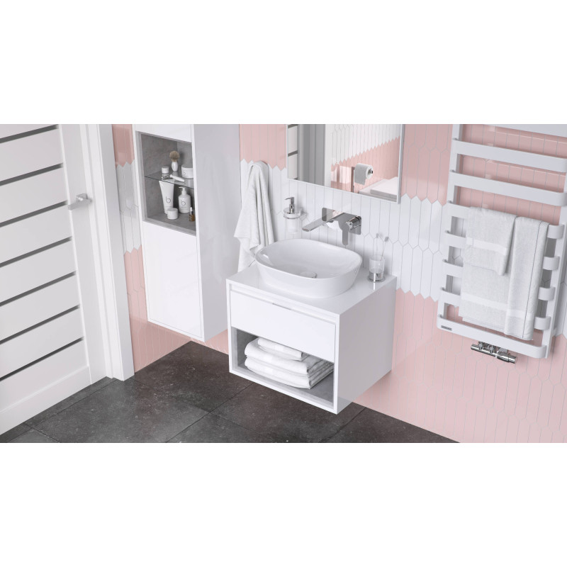 Jima umywalka nablatowa 46x37 cm owalna, biały połysk