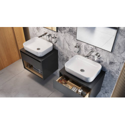 Cori 51 umywalka nablatowa 51x40 cm prostokątna, biały połysk