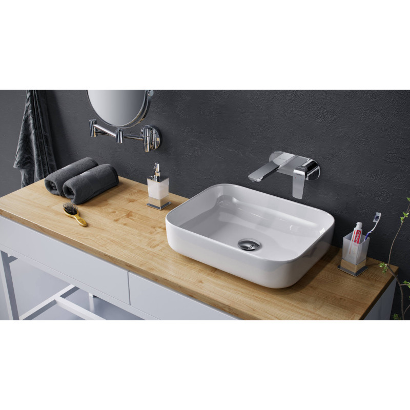 Cori 51 umywalka nablatowa 51x40 cm prostokątna, biały połysk