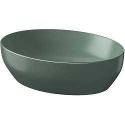 Stylowa umywalka Larga elipsa 50x38 cm w matowej zieleni + korek w zestawie