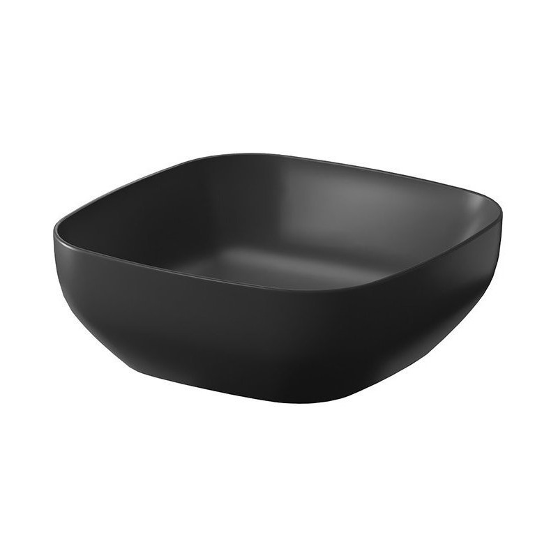 Nowoczesna umywalka nablatowa Larga 38x38 cm, antracyt matowy, z korkiem – styl i elegancja!