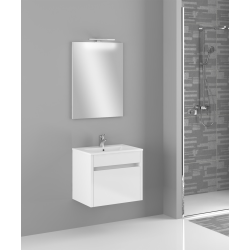 Kompleksowy Zestaw Łazienkowy Garda 60cm: Szafka, Umywalka, Lustro z LED