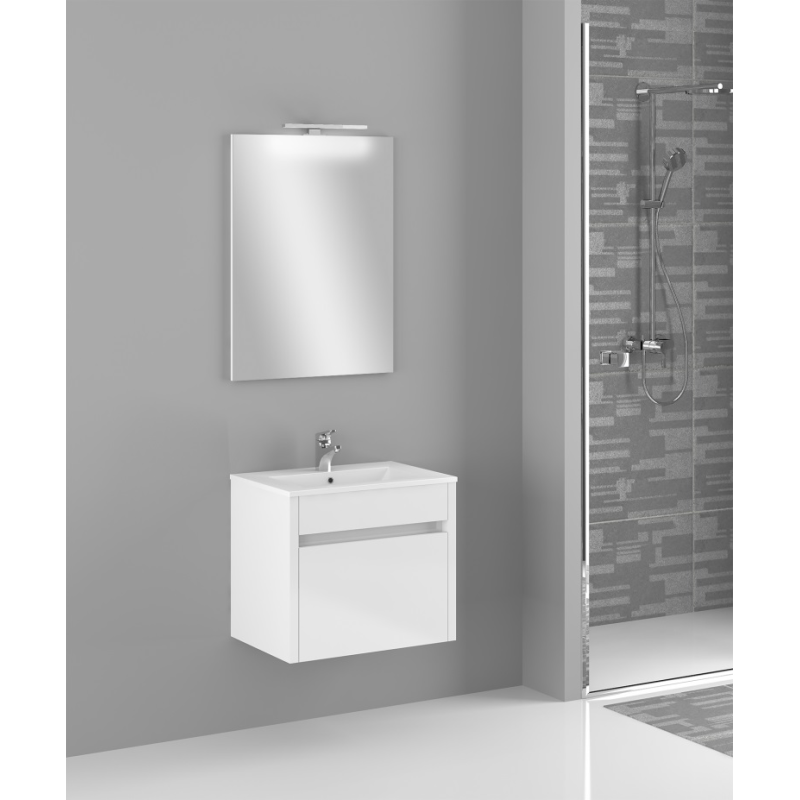 Kompleksowy Zestaw Łazienkowy Garda 60cm: Szafka, Umywalka, Lustro z LED