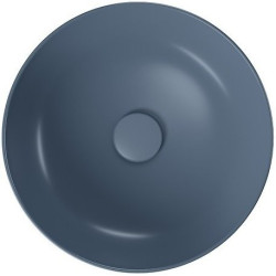 Elegancka niebieska umywalka ceramiczna Larga 40 cm z korkiem, matowe wykończenie