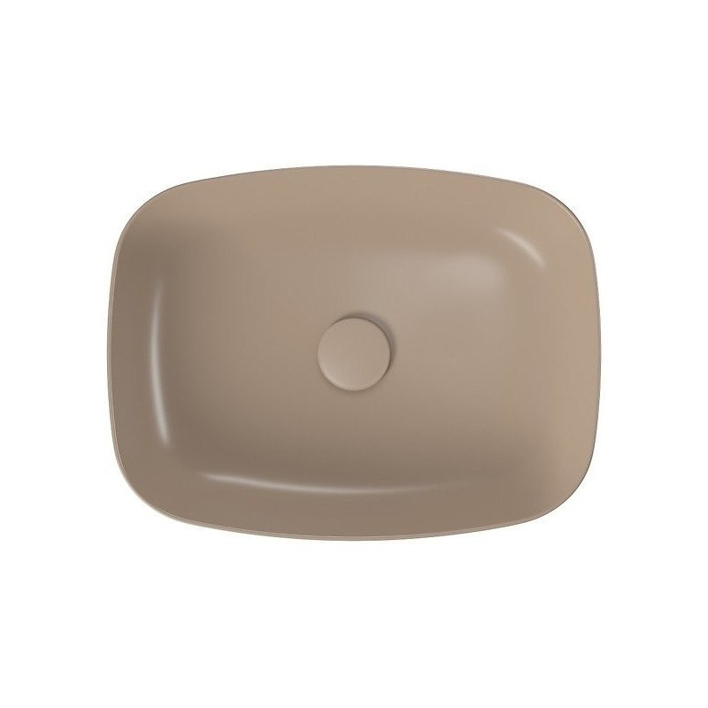 Ekskluzywna Umywalka Ceramiczna Larga 50x38 Brązowy Mat z Eleganckim Korkiem