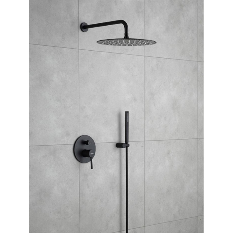 Nowoczesny Zestaw Prysznicowy Podtynkowy LUNGO Czarny z Boxem - Styl i Funkcjonalność!