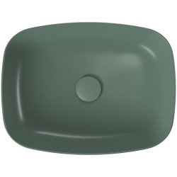 Ekskluzywna Umywalka Nablatowa Larga w Zielonym Macie, 50x38 cm + Korek
