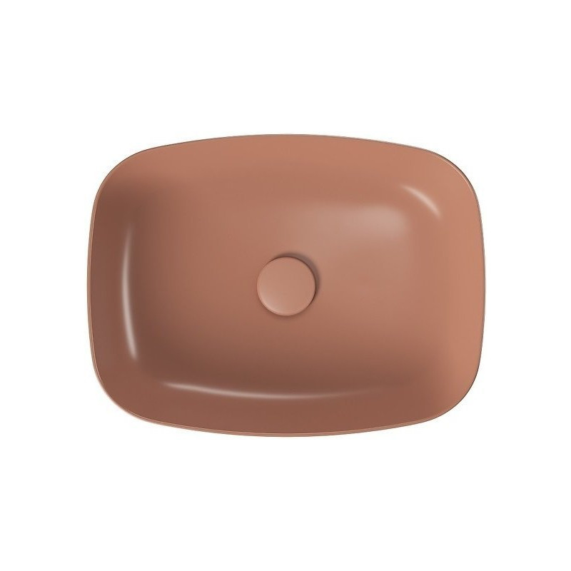 Umywalka nablatowa Larga 50x38 cm ceglasty mat z korkiem – wyjątkowy design!