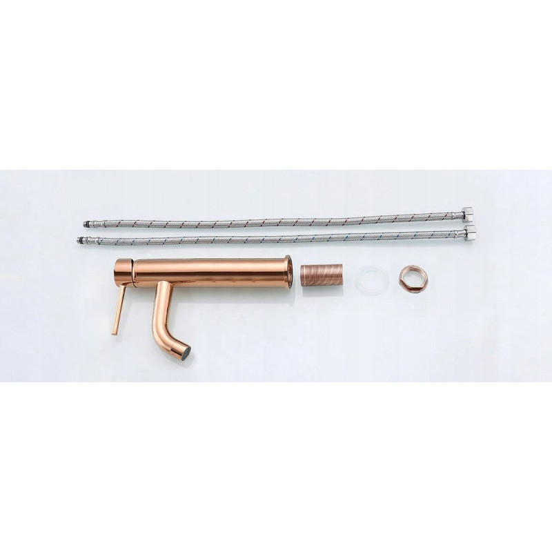 Elegancka bateria łazienkowa Lungo w kolorze różowego złota - wysoka jakość!