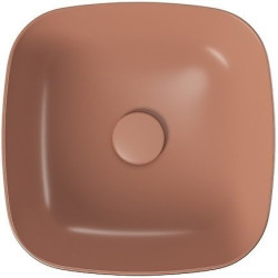 Elegancka Umywalka Nablatowa Larga 38x38 cm - Kwadratowy Mat w Odcieniu Cegły