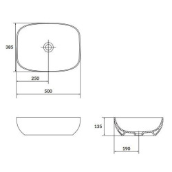 Elegancka umywalka nablatowa Larga 50x38 cm, niebieski mat z korkiem - designerska prostota