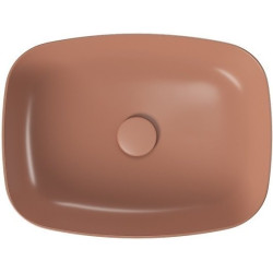 Elegancka Larga: Nablatowa Umywalka 50x38 cm Ceglasty Mat z Korkiem