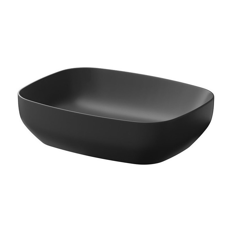 Stylowa Umywalka Larga 50x38 cm - Antracyt Mat, Z Korkiem, Nowoczesny Design