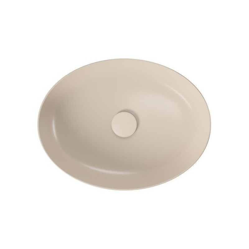 Elegancka umywalka nablatowa Larga elipsa 50x38 cm w beżowym macie z korkiem!