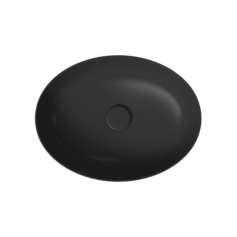 Stylowa umywalka nablatowa Larga - elipsa antracytowa, 50x38 cm + korek w zestawie!