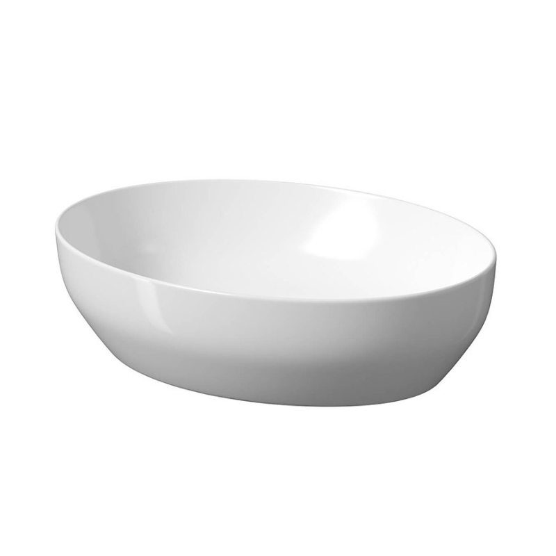 Elegancka Umywalka Nablatowa Larga Elipsa 50x38 cm Biała z Korkiem