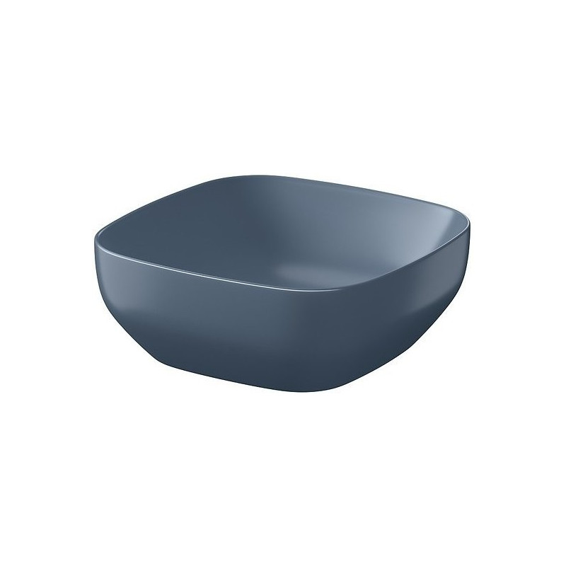 Ceramiczna umywalka nablatowa Larga matowa niebieska 38x38 cm + korek, stylowy design