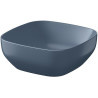 Ceramiczna umywalka nablatowa Larga matowa niebieska 38x38 cm + korek, stylowy design
