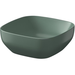 Stylowa umywalka Larga nablatowa 38x38 cm zielony mat z korkiem
