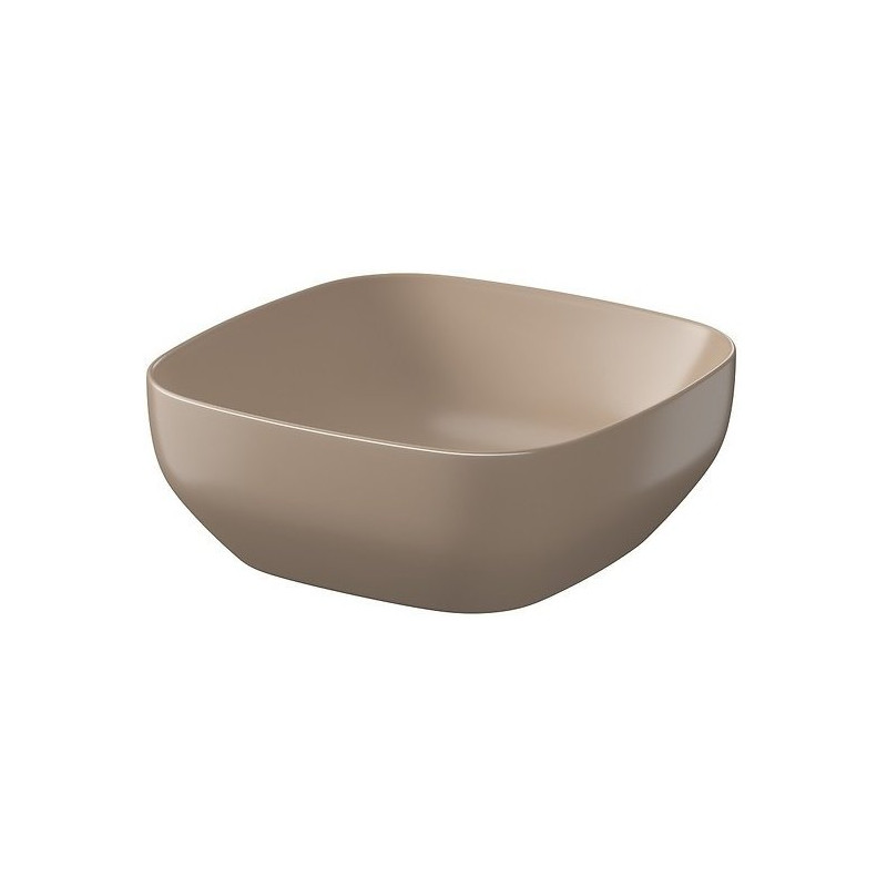 Stylowa umywalka nablatowa Larga 38x38 cm w brązowym macie z korkiem – Wybierz elegancję!